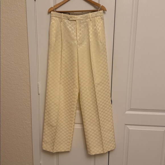 GUCCI Pleated Cotton-Blend Jacquard Straight-Leg Pants - Picture 7 of 15